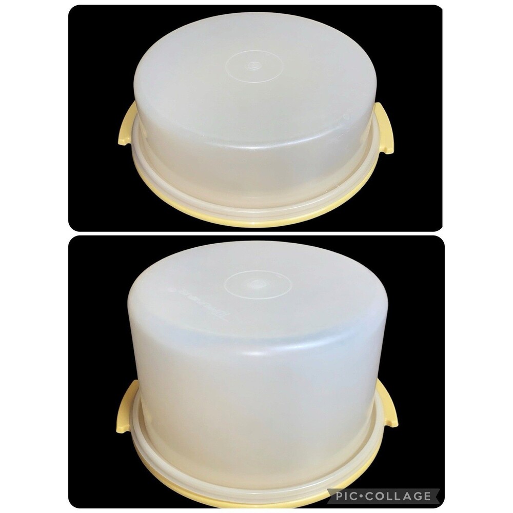 Vtg Tupperware Harvest Gold Cake Keeper Pie Keeper Bundle